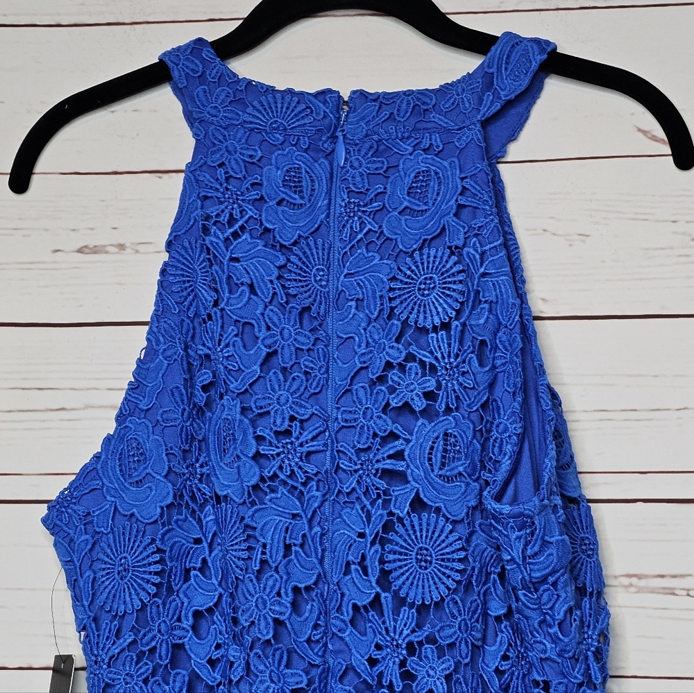 Lulus Love Poem Blue Lace Sheath Dress - Picture 7 of 7
